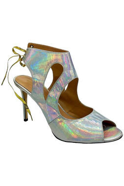 Things Ii Come Women's Blossom Lace Ribbon Dress Sandals Silver - Medium